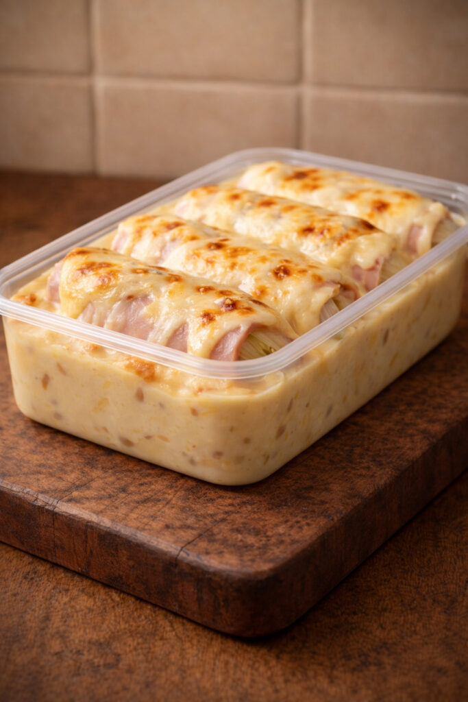 Hespenrollen met witloof en aardappelbereiding